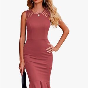 PRETTYGARDEN Women's Midi Bodycon Sleeveless Backless Ruffle Hem Mermaid Dress